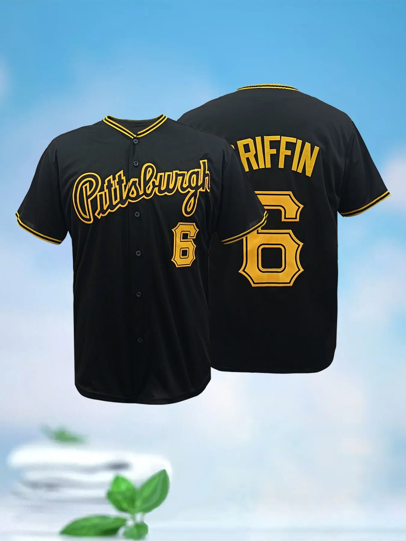 Pittsburgh 6 Black Baseball Jersey, Unisex Stitched Team Uniform for Game Day, Party & Daily Wear, Sports Clothing