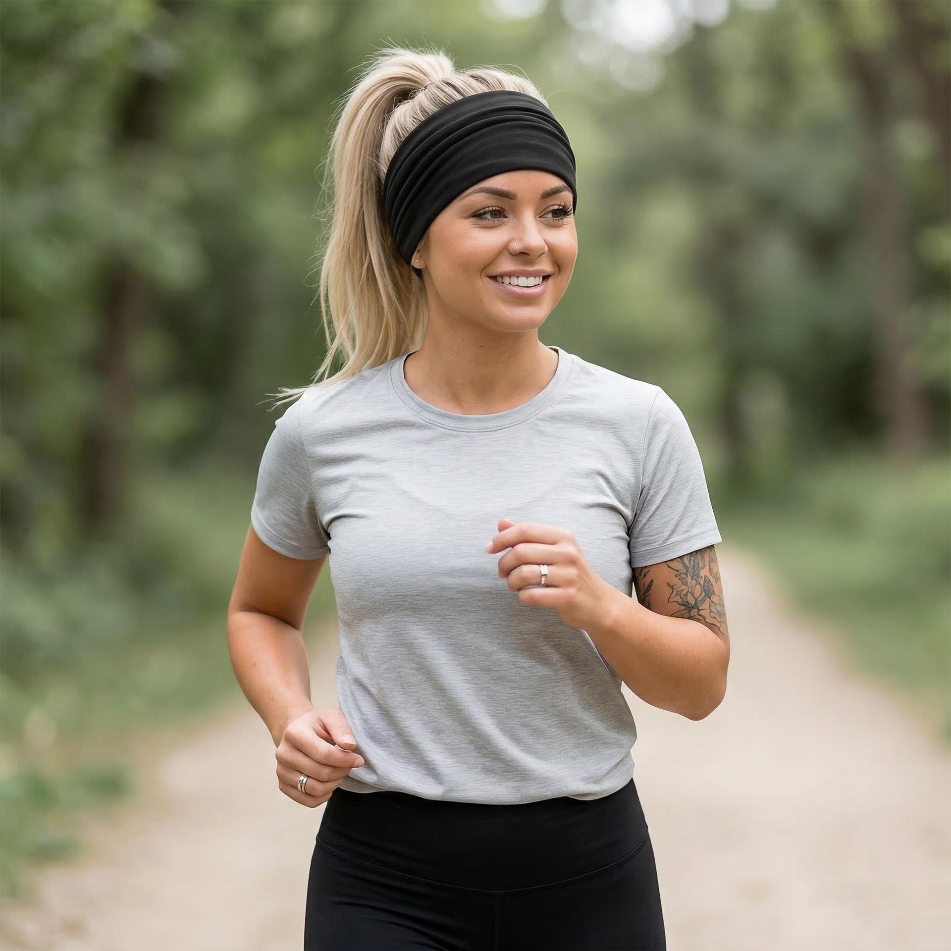 4pcs Headbands for Women, Wide Elastic Head Bands, Non-Slip Thick Hair Bands, Sports Stretchy Sweat Bands, Large Knotted Soft Headband for Washing Face, Makeup, Workout, Spa, Running, Fashion