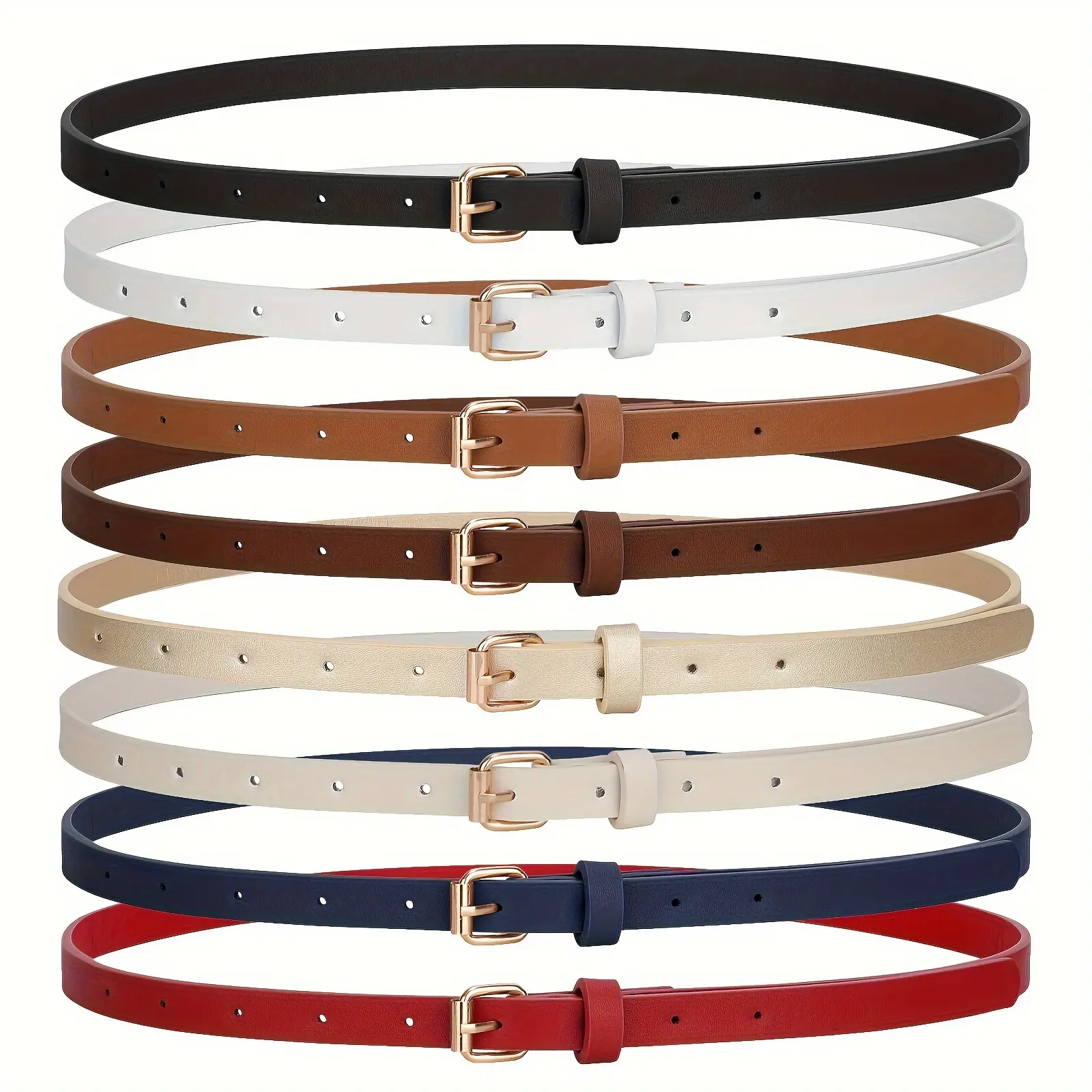 4pcs Tight Fitting Women'S Fashionable Sweet Dress with PU Belt, Jeans, Slim Waist Belt
