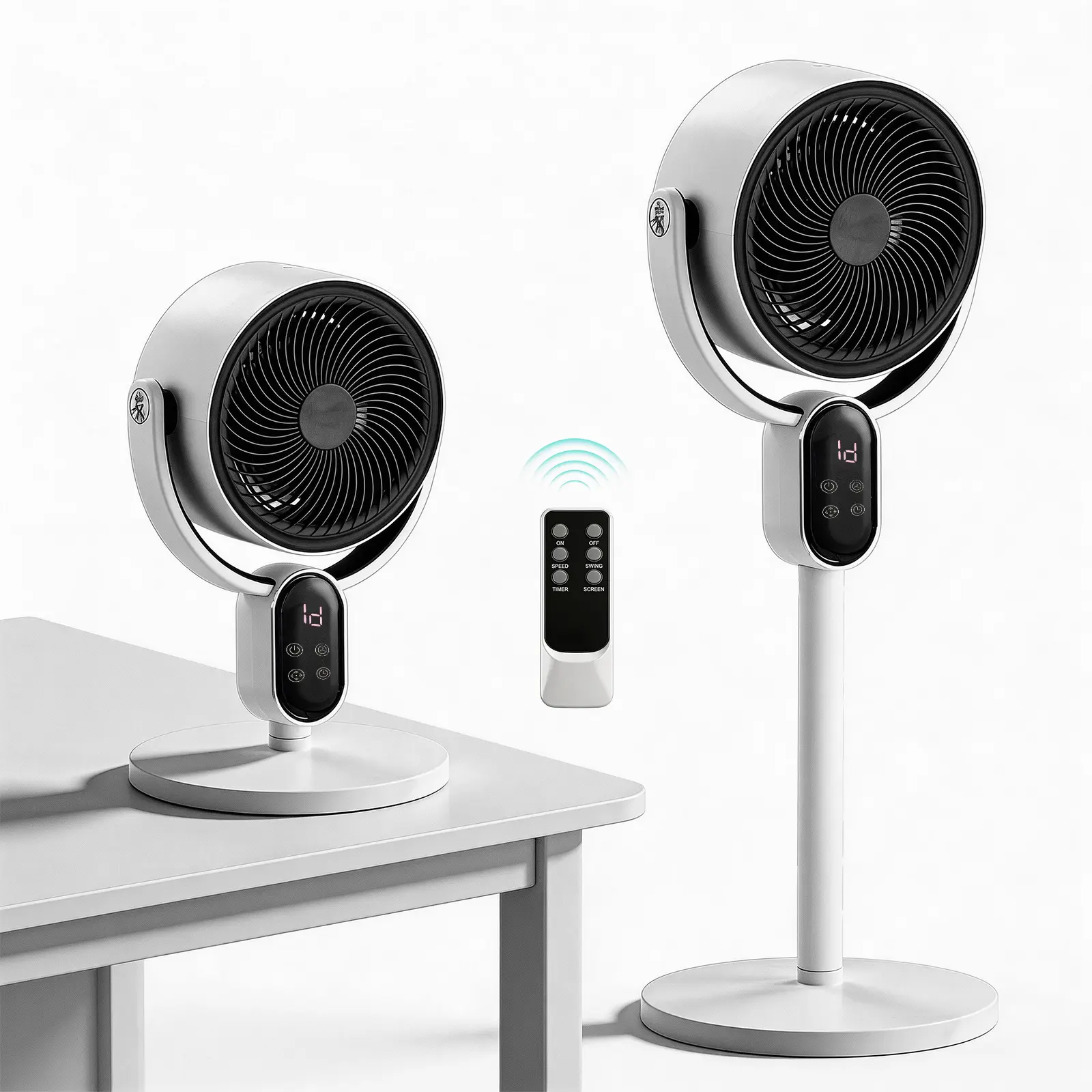 2-in-1 Multi Function Oscillating Pedestal Standing Fan - Adjustable Desk Cooling Fan for Bedroom, Quiet Air Circulator, Remote Control, 3 Speeds, Automatic Oscillation, LED Display, 12H Timer, Oscillating Pedestal Fan, Adjustable Fan