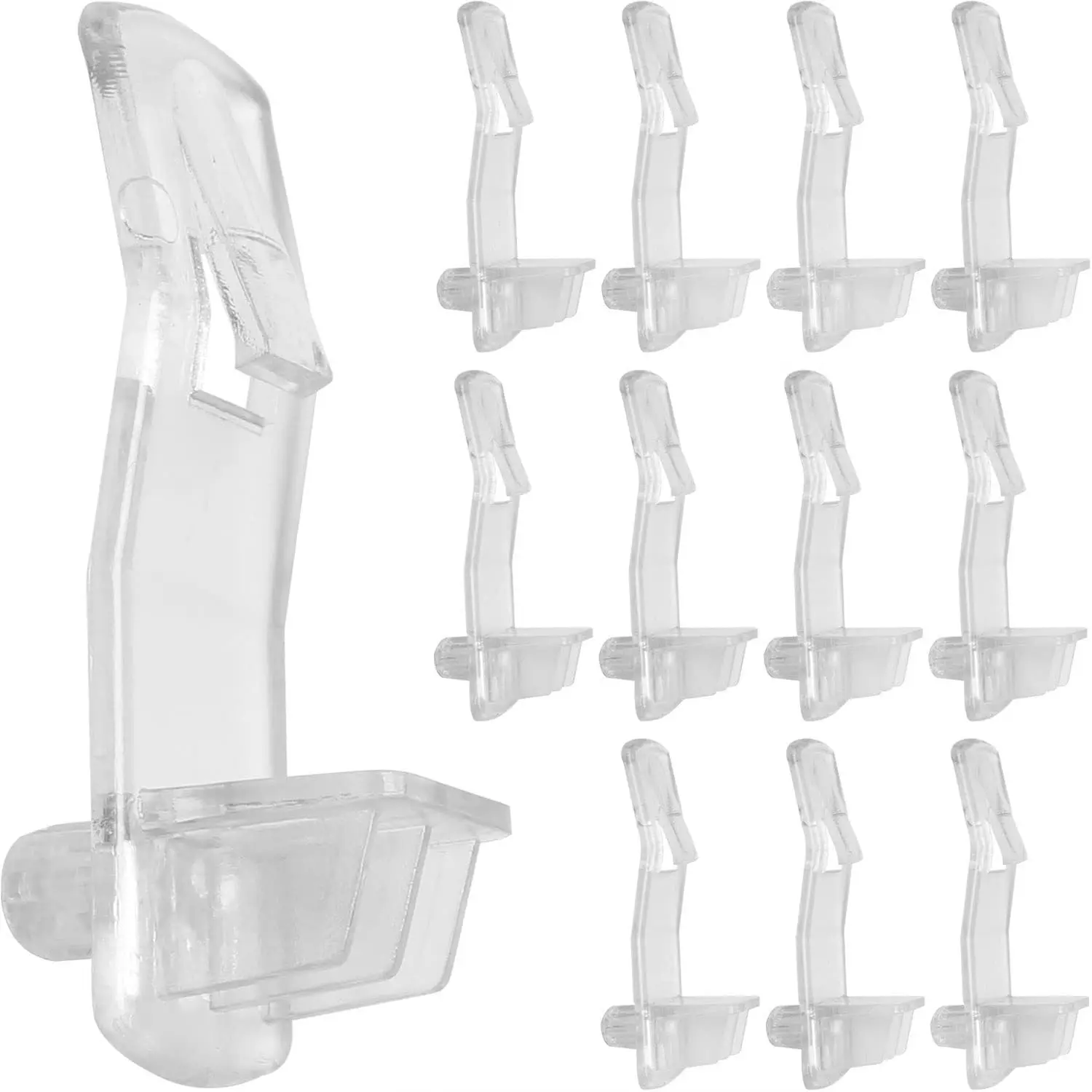 LUORNG 20PCS Clear Plastic Locking Shelf Support Pegs, Self-Locking Cabinet Shelf Pin Clips Fit 1/4inch Diameter Hole & 25/32inch Shelves