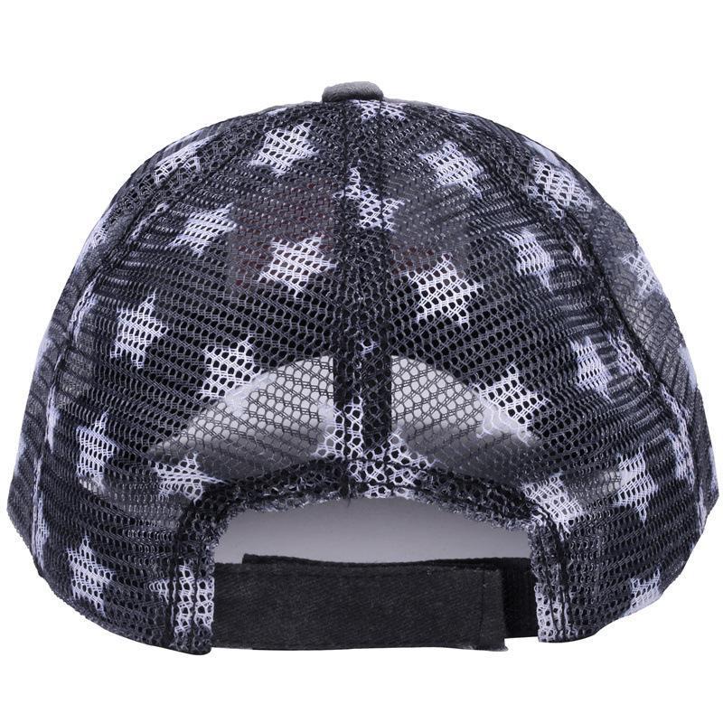 Washed cotton vintage baseball cap with embroidery, American flag embroidered cap, mesh cap, five-pointed star mesh cap