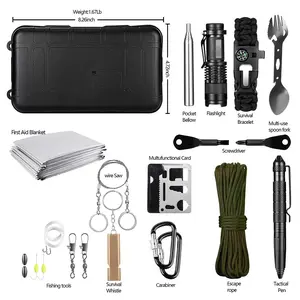 Professional Emergency Survival Kit, Multi-Functional Camping Tactical Defense Gear, First Aid Sos Outdoor Exploration Equipment