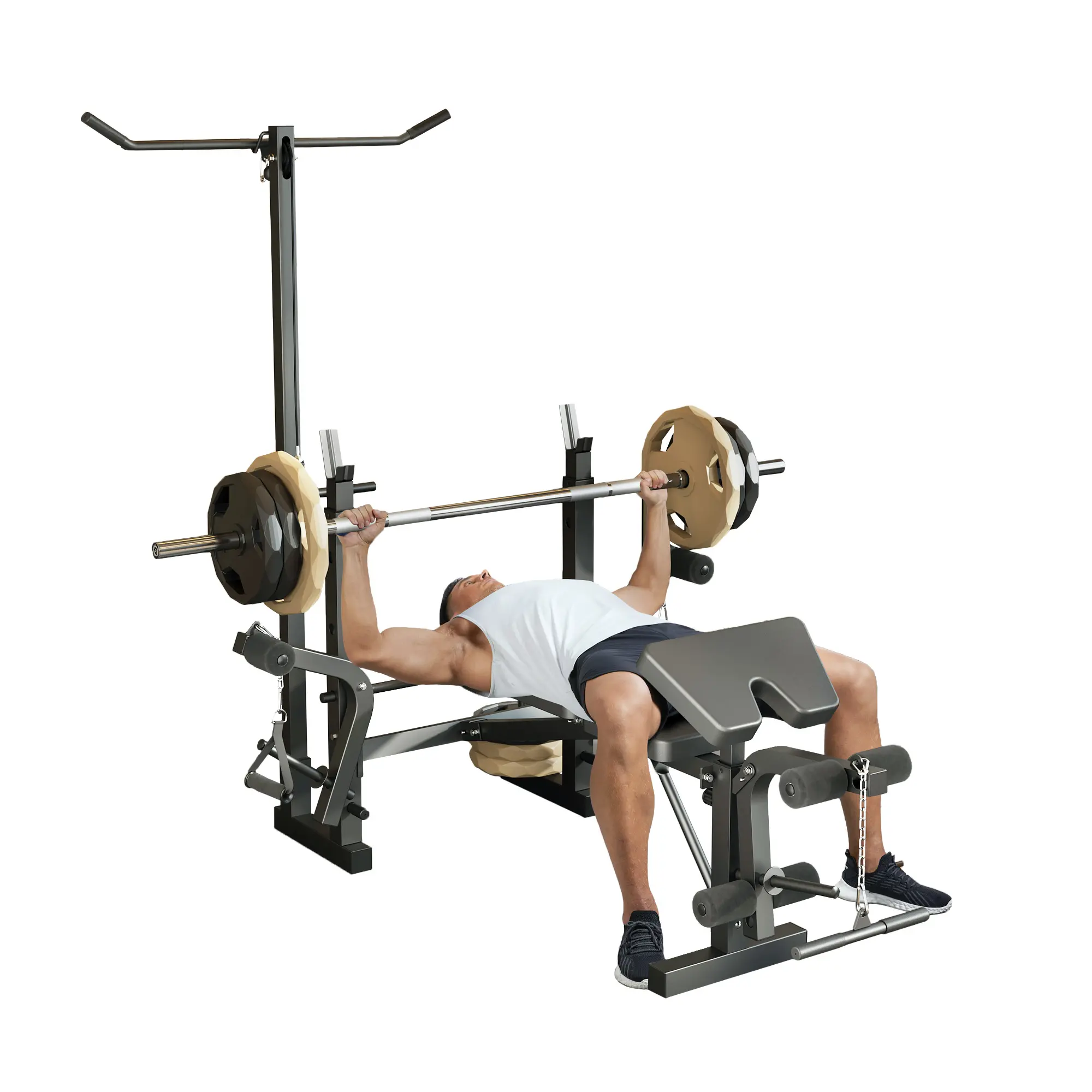 Weight Bench with Leg Extension & Preacher Curl, 8-in-1 Adjustable Bench Press Set with Squat Rack, 1000LB Capacity Foldable Workout Bench for Home Gym, Full Body Strength Training Equipment