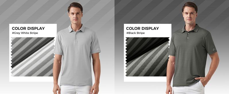 Willit Men's Golf Polo Shirts Short Sleeve Striped Performance Moisture Wicking