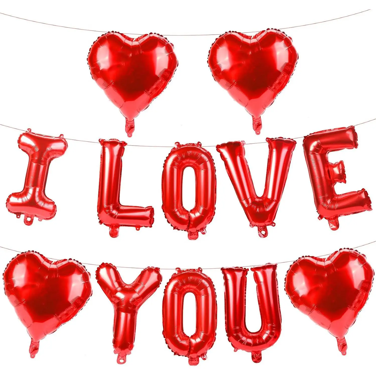 I Love You Balloons, 12 count Valentines Day Decorations Balloons, 18 Inch  Balloon, Foil Valentines Balloon Set for Valentine's Day Wedding Engagement Galentines Day Party Decorations Supplies