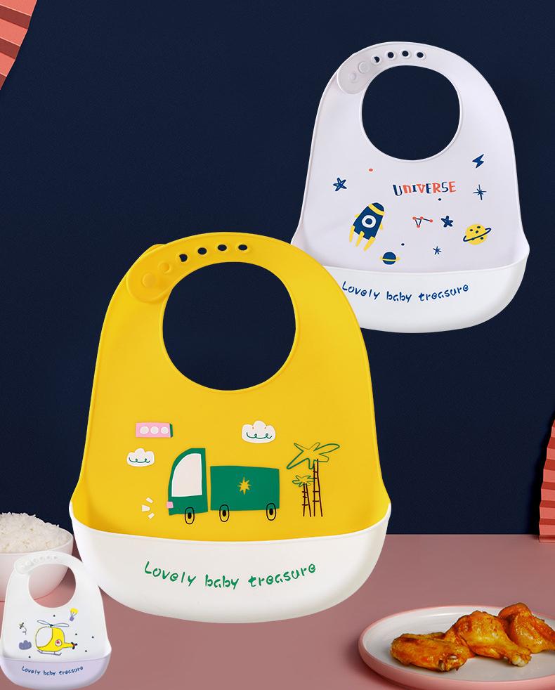 Food Grade Silicone Baby Bib, Ultra Soft Waterproof Feeding Bib for Toddlers
