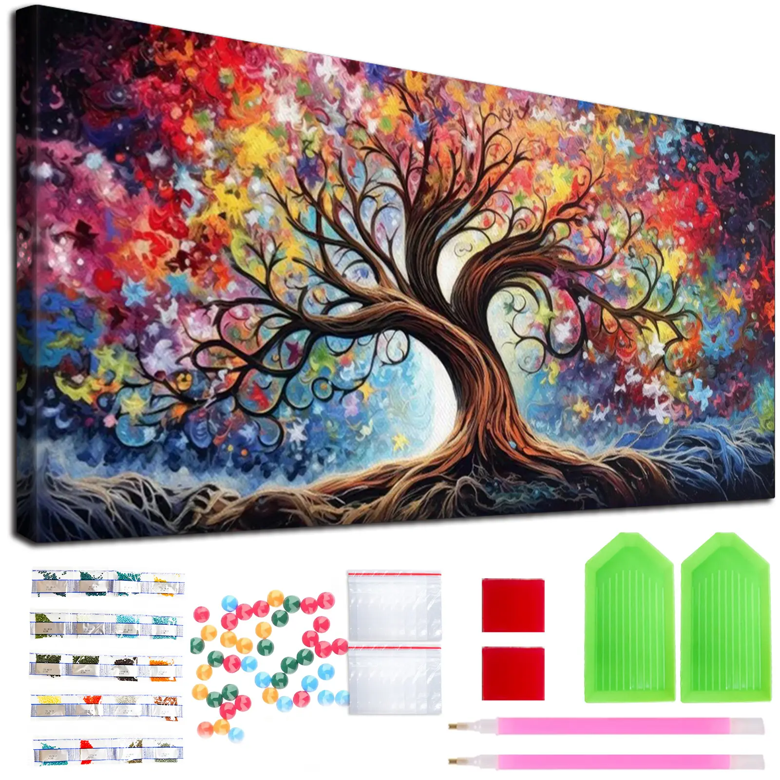 The Tree of Illusion Theme Easy 5D DIY Full Round Diamond Kit for Adult Beginners - 70x40CM Canvas, Handmade Art Wall Decor, Ideal Gift for All Holidays, Frameless, Diamond Pattern Design