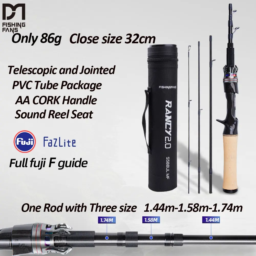 Portable Adjustable Fishing Rod, Ul Carbon Fiber, Fuji Fazlite Guides, Spinning Casting Rod, Fishingfans Rancy2.0, Lightweight Design