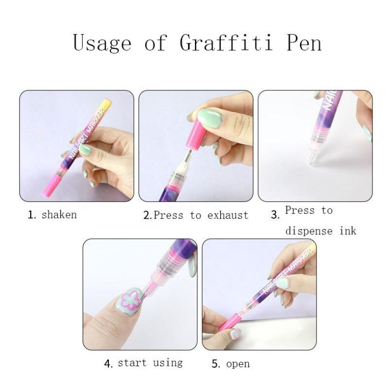 Nail Art Pens Kit - 12 Vibrant Colors Quick Dry Waterproof Paint Markers for DIY 3D Nail Design, Dotting Floral Hook Line Drawing - Manicure Tools for Women Girls, Home Salon Use, Christmas Birthday Gifts French Drying Cutics Acrylic