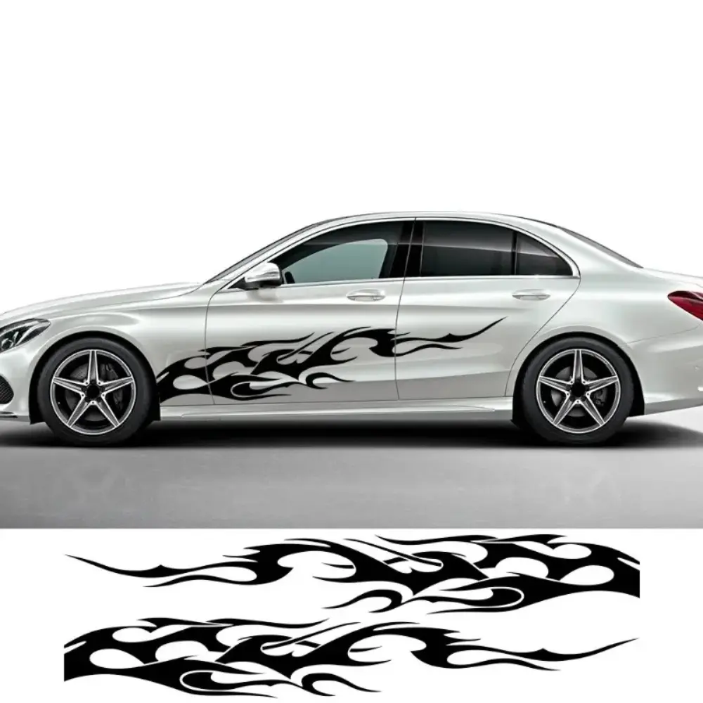 2pcs/1pair Flame Graphics Car Stickers Universal Car Sticker Waterproof Self-adhesive Vinyl Decals, Suitable for Auto Side Body, Door, Refit Car Styling Decor, Car Vehicle Decoration