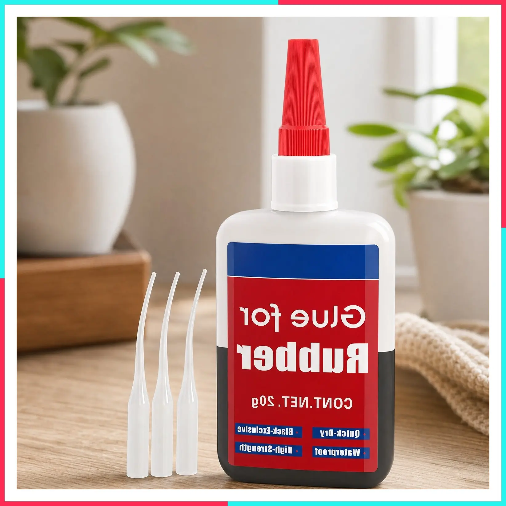 Black Rubber Glue 20g - Instant Super Glue for Rubber, Tire, Tube & Edge, Anti-Clogging Cap, Fast-Drying, Waterproof, High-Strength Repair Bonding for Rubber and Other Materials