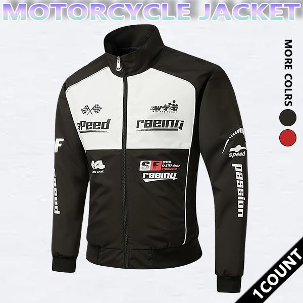 Men's Letter Print Stand collar racing driver Jacket,   Loose Casual Sporty Long Sleeve locomotive Jacket for Fall & Winter, Men's Outerwear for Daily Wear, Casual Fitted Jackets