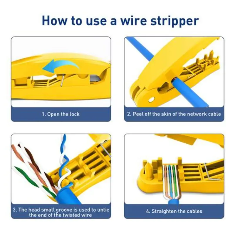 4-in-1 RJ45 Network Cable Tool with Cutting,Stripping,Untangling, and Straightening Functions Applies to STP/UTP Cable,B, Cable Cutter