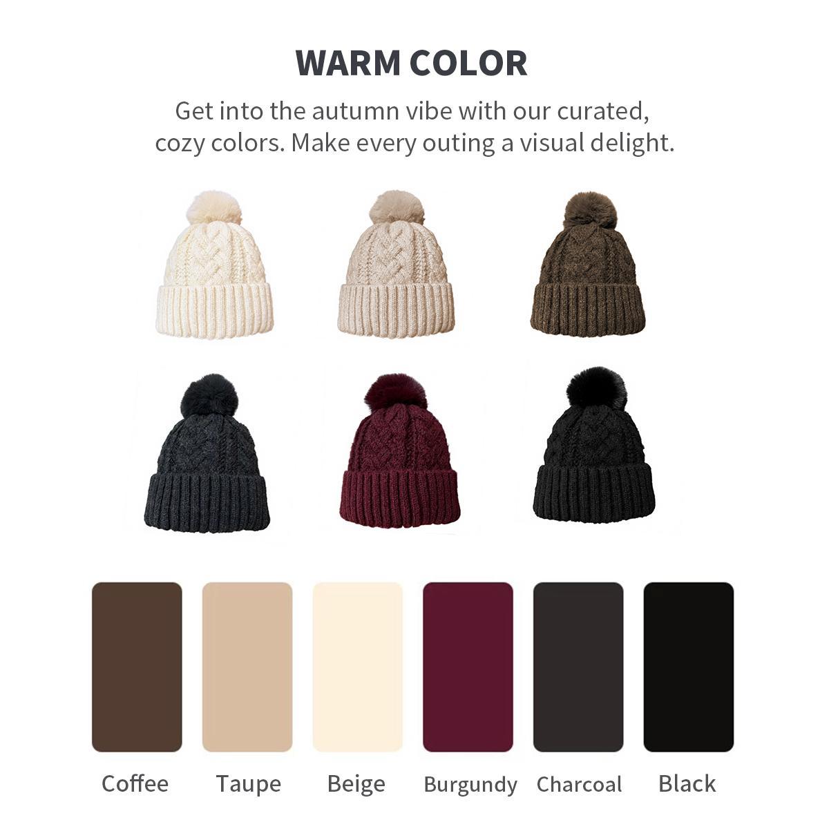 KatchMe Women's Versatile Fluffy Knit Thermal Crochet Hat, Slouchy Cable Beanie for Fall & Winter, Stretchy Warm Pom Pom Knitted Hat KatchMe Women's Versatile Fluffy Knit Thermal Crochet Hat, Slouchy Cable Beanie for Fall & Winter, Stretchy Warm Pom Pom Knitted Hat