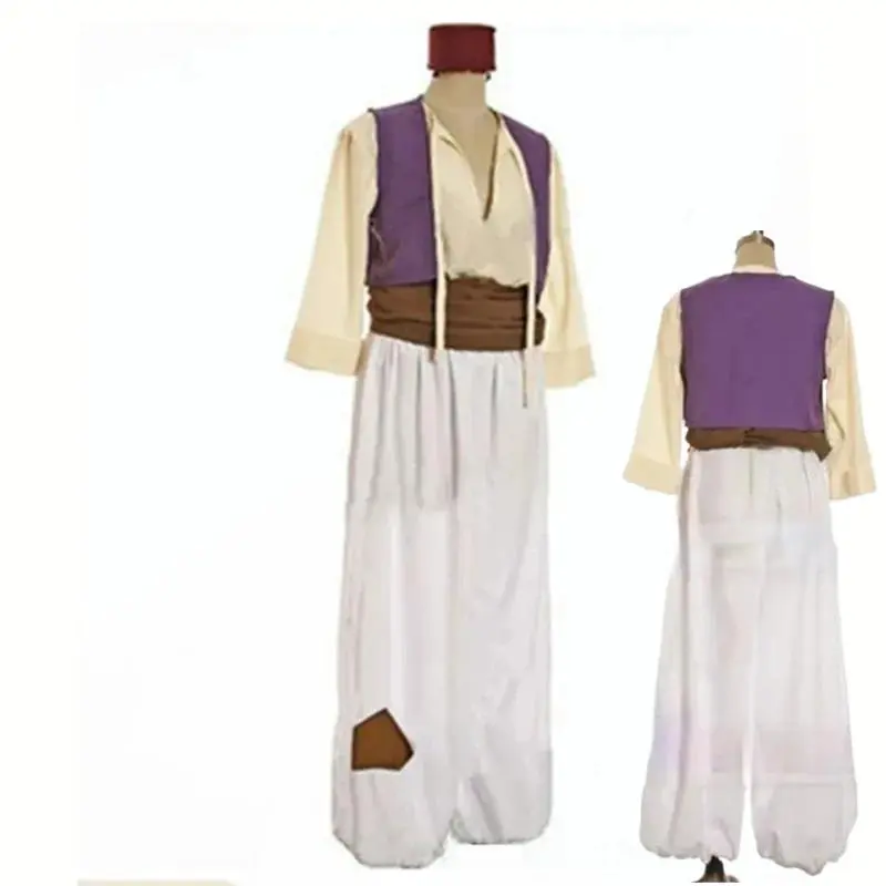 Men's Aladdin-Style Cosplay Costume, Mythical Theme Polyester Fabric Dance Wear, Complete Outfit for Halloween Parties