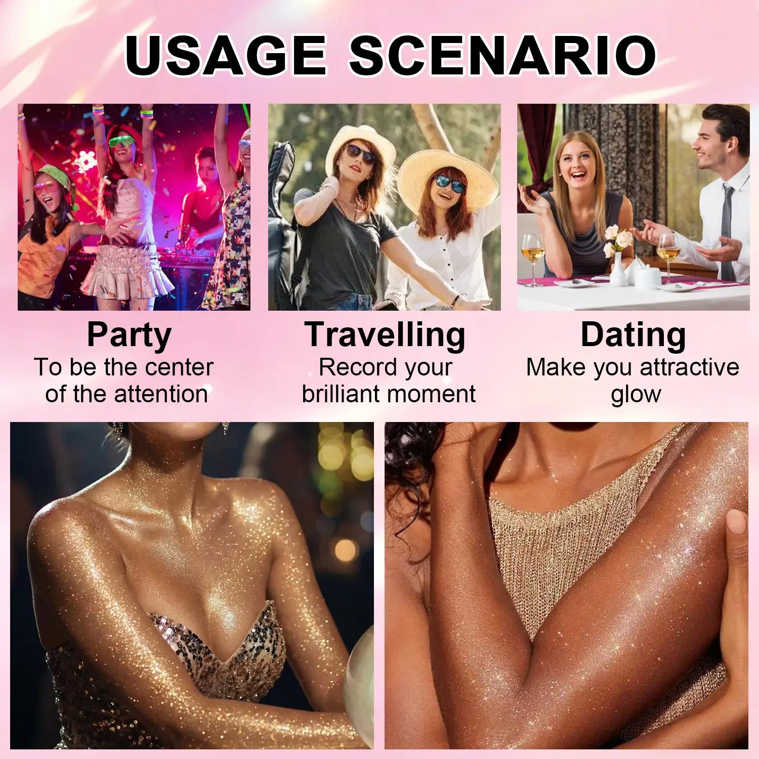 Liquid Body Shimmer Highlighter, Long-Lasting Illuminator Drops for Face & Body, Festival Party Makeup