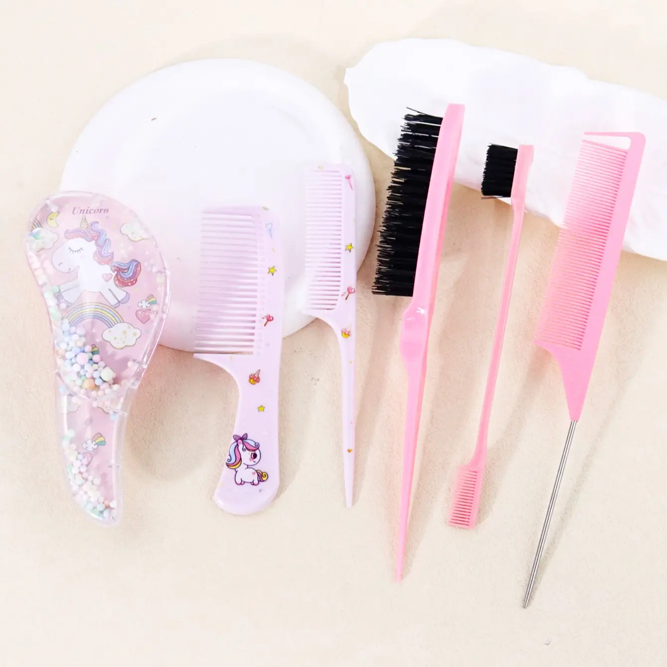 6-Piece Cute Cartoon Hair Comb Set, Anti-Static, Detangling Brush, Styling Combs, Dry & Wet Use, Suitable for All Hair Types