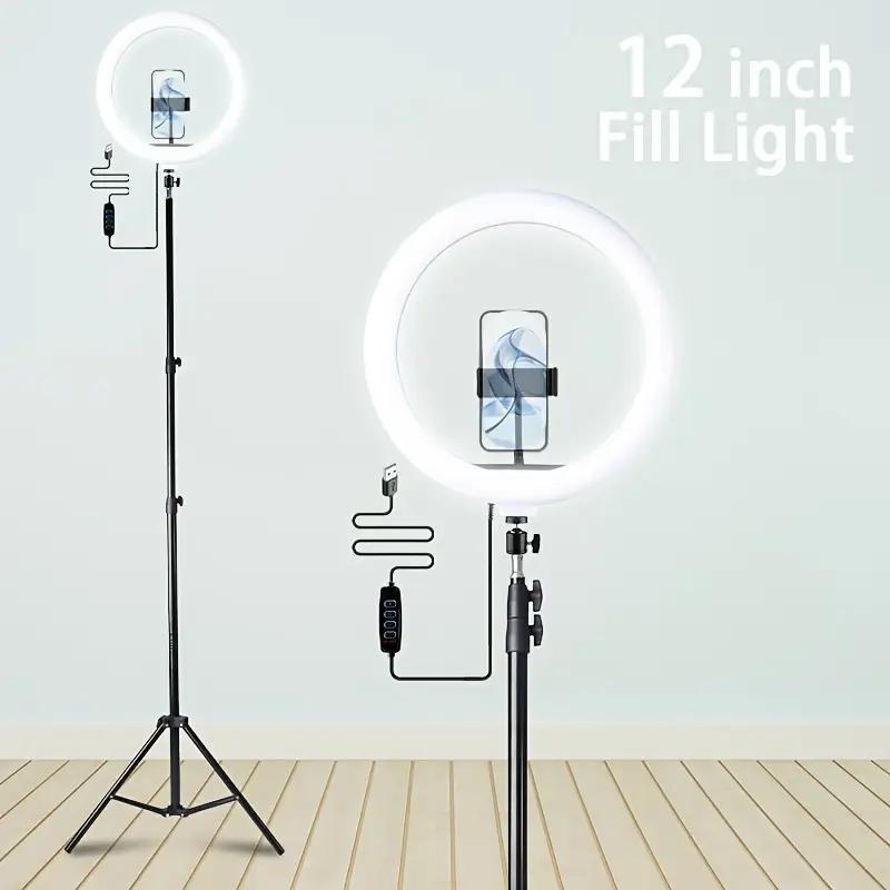 12"Ring Light with 63" Stand & 2 Phone Holders, 360° Adjustable Video Light for YouTube TikTok, Makeup,Photography, Ring Lights Compatiblewith All Cameras/Phones Selfie New Years valentine's  Content Creator Pack , Super Bowl