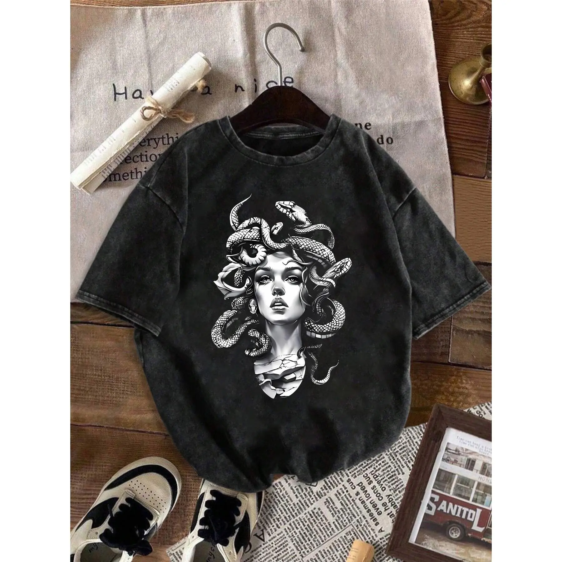 Men's Cotton Y2K T-Shirts Oversized Unisex Short Sleeves Casual Loose Graphic Summer Tees Trendy Treetwear Shirt