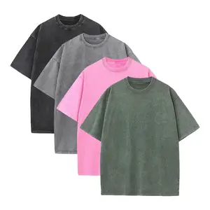 1/4-Pack Oversized Tshirts Unisex Gym Vintage Heavyweight T Shirts Cotton Workout Acid Wash Baggy Tees Tops