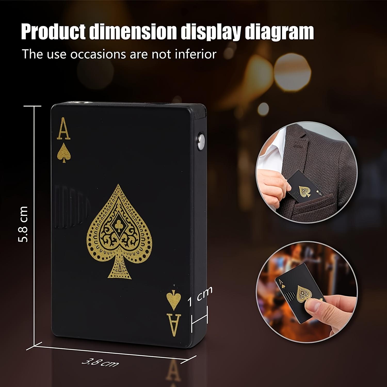 Poker card lighter, jet torch lighter, love lighter, refillable butane lighter, spade ace cool lighter, windproof poker design, suitable for outdoor, indoor, barbecue, candles, and unisex gifts (excluding gas)