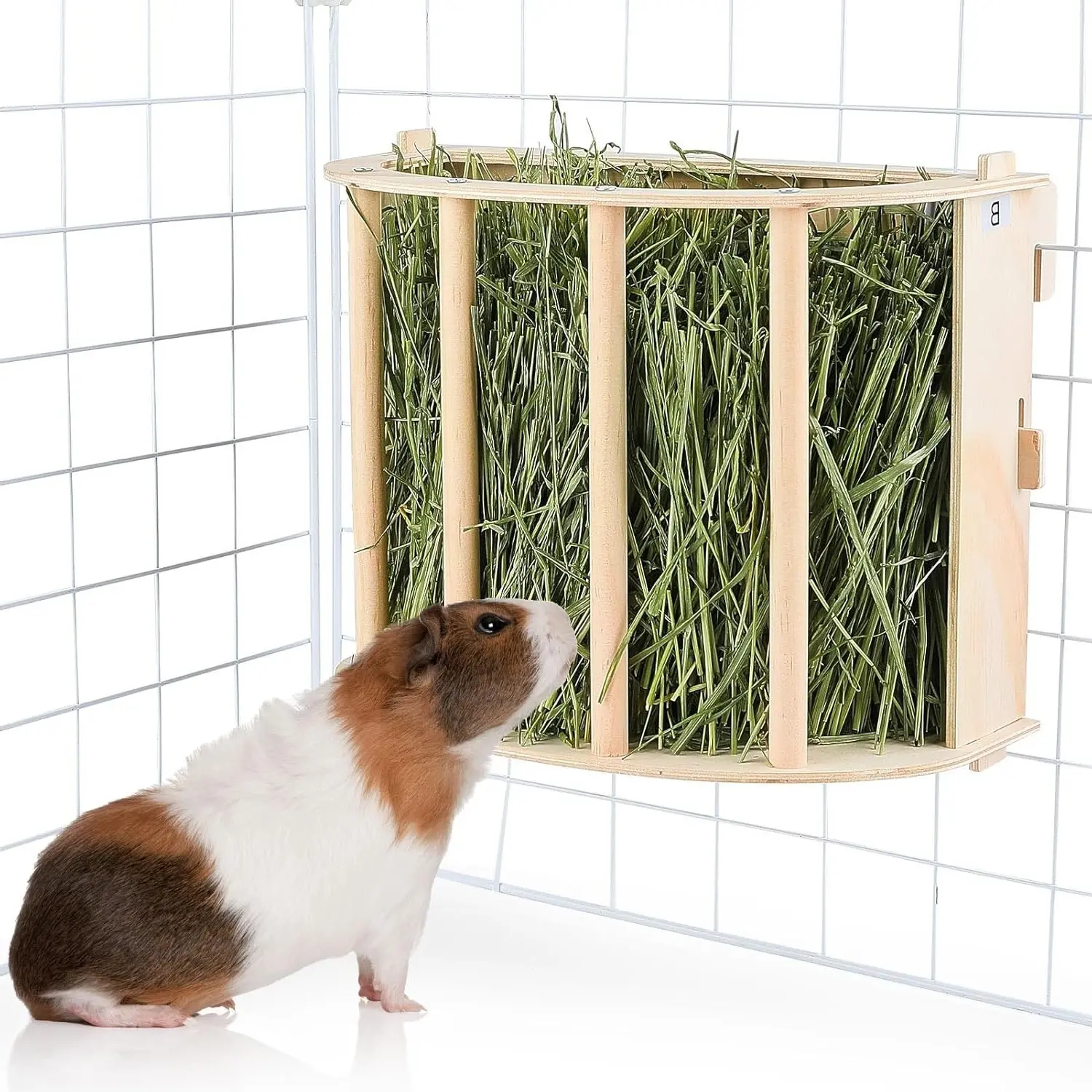 Wooden Guinea Pig Hay Feeder, Large Hanging Rabbit Rack - Bunny Hay Holder with Large Capacity Wooden Design for Organized Feeding in Chinchilla and Ferret CagesGift