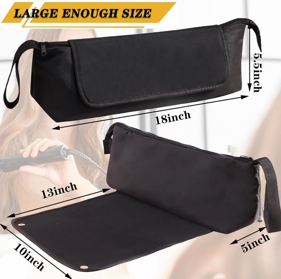New Hair Straightener Storage Organizer Bag, Heat Resistant Curling Iron Pouch, Hair Dryer Styling Tools Storage Bag, Portable Travel Heat Proof Organizer, Large Capacity Home Hair Care Tools Bag with Anti-Scald & Safe Design