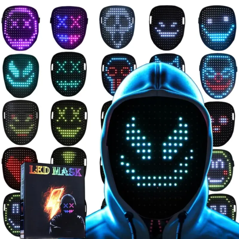 LED Gesture Sensor Face Mask, Halloween Costume Essential, Cosplay Party Must-Have, Interactive LED Mask for Festive Events, Glow Party Accessories