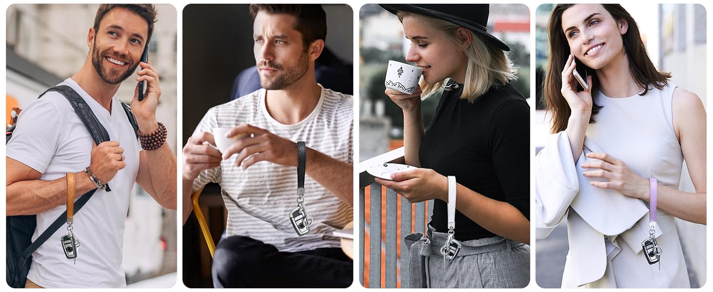 Leather Wristlet Keychain,Car Key Chain Wrist Keychain with 3 Key Ring and Anti-Lost D Ring (Purple) Leather Wristlet Keychain,Car Key Chain Wrist Keychain with 3 Key Ring and Anti-Lost D Ring (Purple)