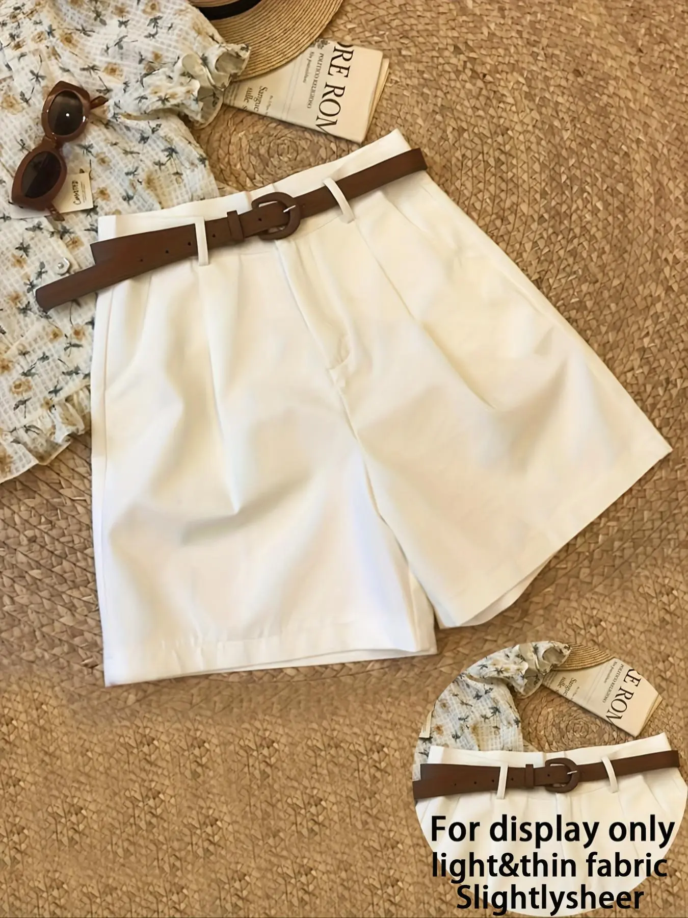 Women's Elegant Minimalist Plain Shorts, Casual High Waist Fitted Fashion Shorts Design, All Season Wear, Smooth Texture, No Belt, Ideal for Daily Use, Basic, Everyday Short