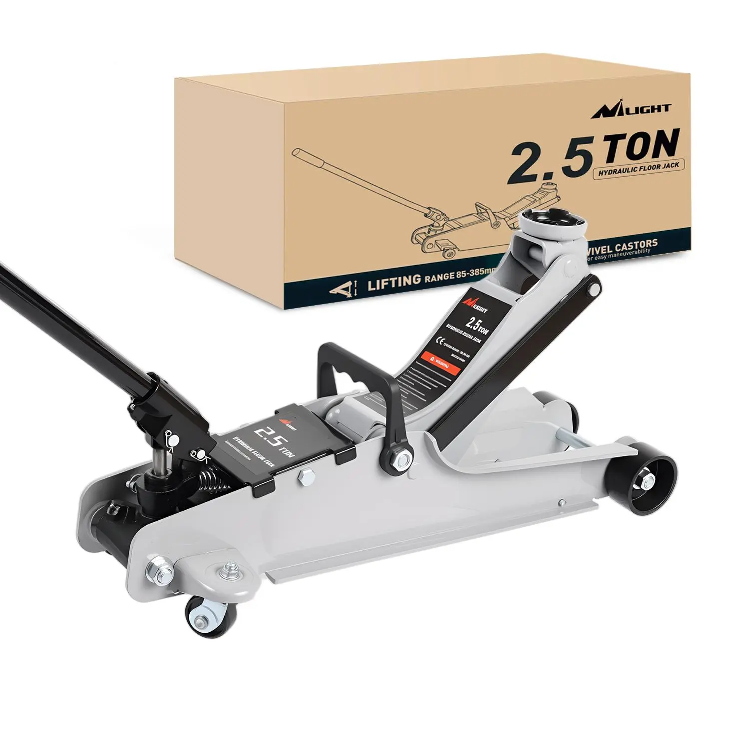 Nilight 2.5 Ton Floor Jack, Low Profile Hydraulic Trolley Car Jack with 360° Swivel Lifting Arm, Heavy Duty Steel Service Jack, Lifting Range 3.35" to 15.15"
