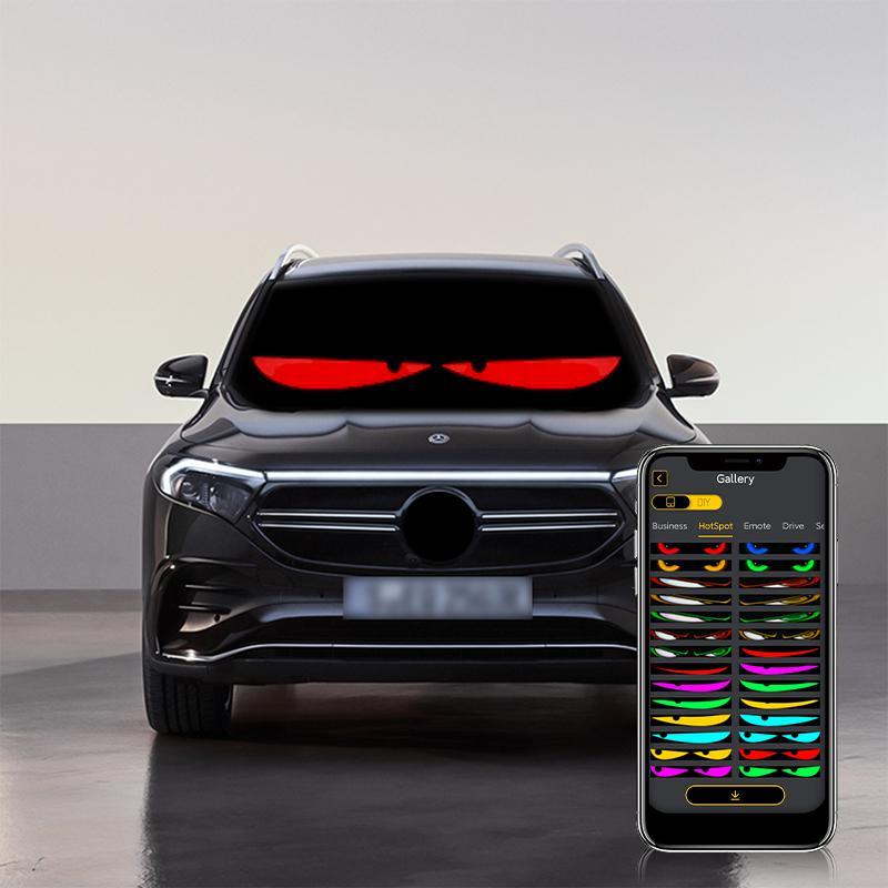 RAZEN Universal Devil Eye LED Light & Flexible Car LED Display, Bluetooth Wireless Control for Sedans, Mid-size Cars & SUVs, Men’s Gift for Auto Exterior Decor, Vehicle Decals & Grille LED Trim