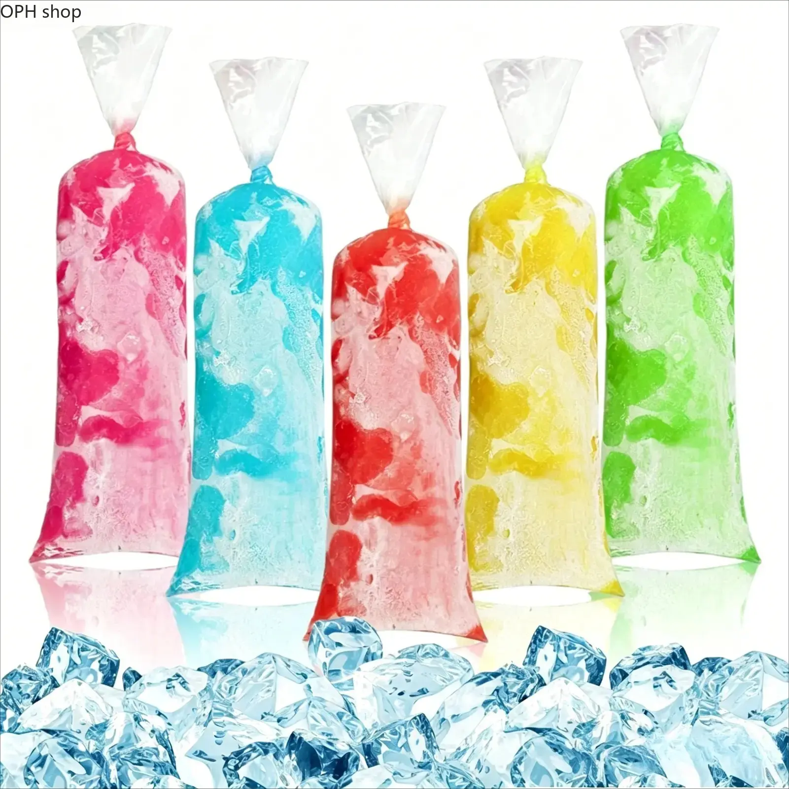 Disposable Ice Pop Bags, Translucent Freezer Safe Pouches for DIY Homemade Shaved Ice, Yogurt Sticks & Desserts