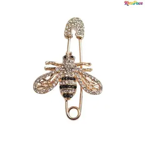 Elegant Gold-Tone Rhinestone Bee Brooch Safety Pin, Unique Vintage Insect Lapel Pin For Suits, Sweaters, Handbags & Jackets, Neutral Fashion Statement Accessory For Both Women And Men Daily Outfit Styling