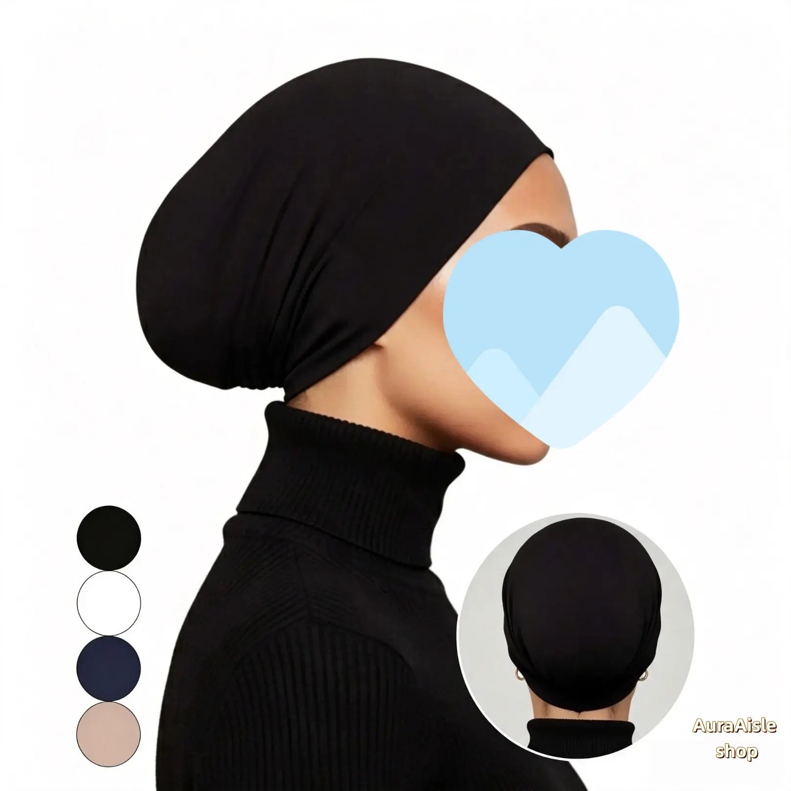 Women’s Basic Jersey Hijab Undercap, Solid Color Lightweight Breathable Stretch Inner Headscarf, Soft Flat‑top Design, Matching For Abaya Outfits, Ideal For Daily Wear And All‑season Casual Occasions