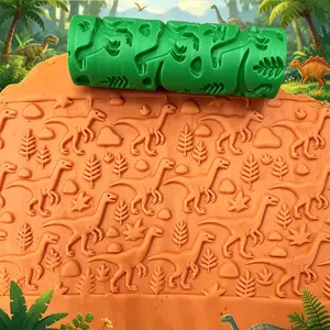 3D Printed Dinosaur Clay Roller Reusable Plastic Embossing Tool for Pottery Polymer Clay Air Dry Clay DIY Ceramics Crafts