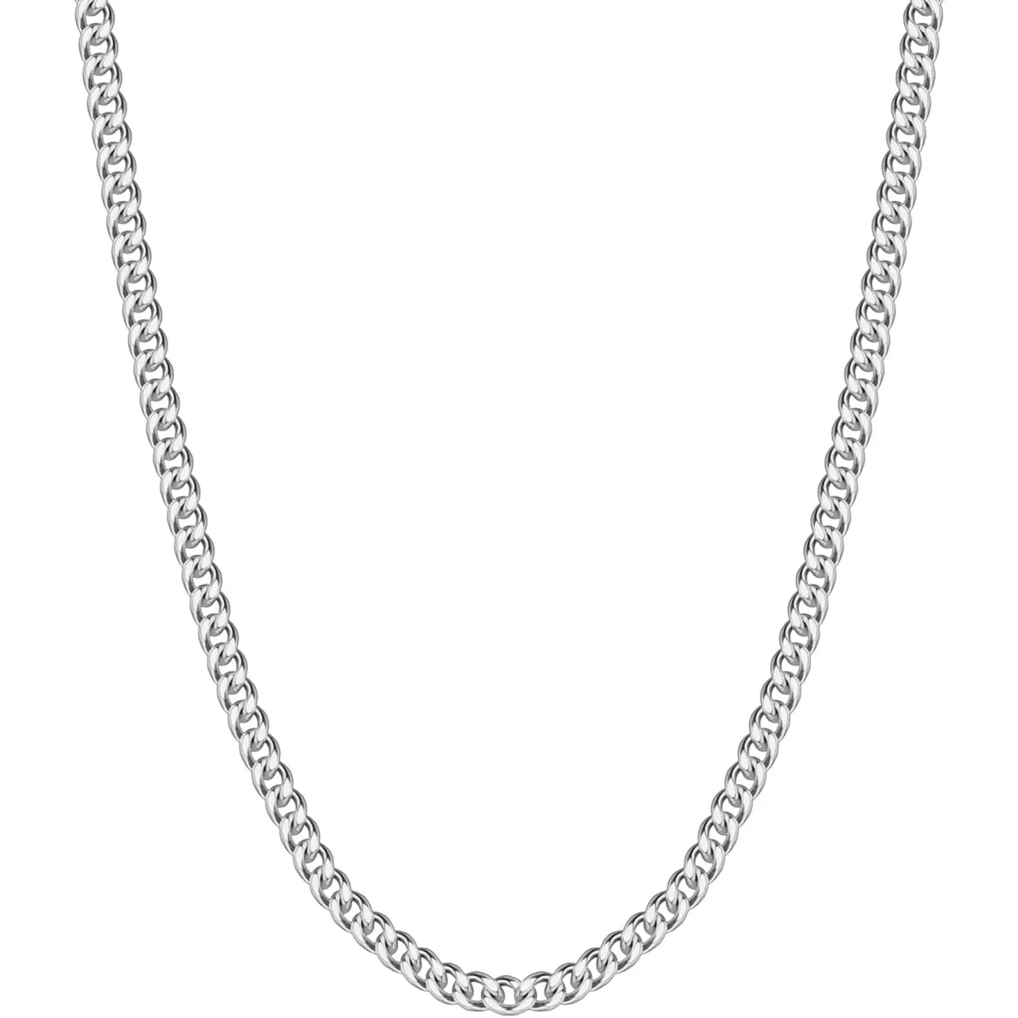 5mm Cuban Link Chain for Men, Stainless Steel Curb Chain Necklaces, 18/20/22/24/30 Inch