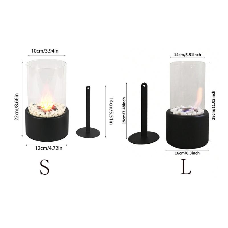 Glass & Metal Desktop Fireplace Bowl, Portable Smoke-Free Indoor Outdoor Fire Pit Option, Ethanol Alcohol Fuel Available, Home Decor Accent, Tabletop Fire Pit