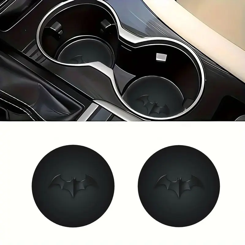 2-Pack Warner Bros. Batman Pattern Car Cup Holder Pads Drink Coasters, Durable Coaster Car Interior Accessories Perfect Festive Gift
