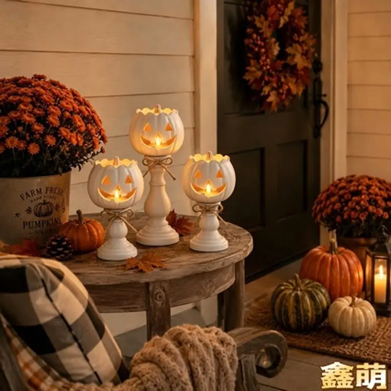 Pumpkin Tealight Candle Holder White Pumpkin Candle Resin Craft Ornament