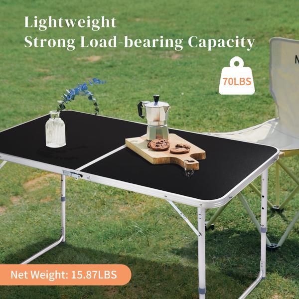 4Ft Portable Multipurpose Folding Table black