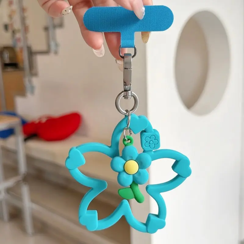 Cute Hollow Flower Silicone Phone Case Decor Charm with Tab Clip for iPhone 13 14 15 16 17, Kawaii Candy Color Floral Pendant,  Aesthetic Phone Shell Ornament, Mini Hanging Accessory Gift for Teen Girls Women