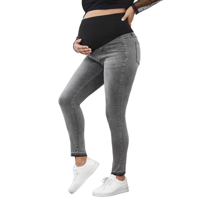 Maternity High Waist Belly Support Denim Pants Fashion Slim Fit Stretch Spring Autumn Maternity Wear