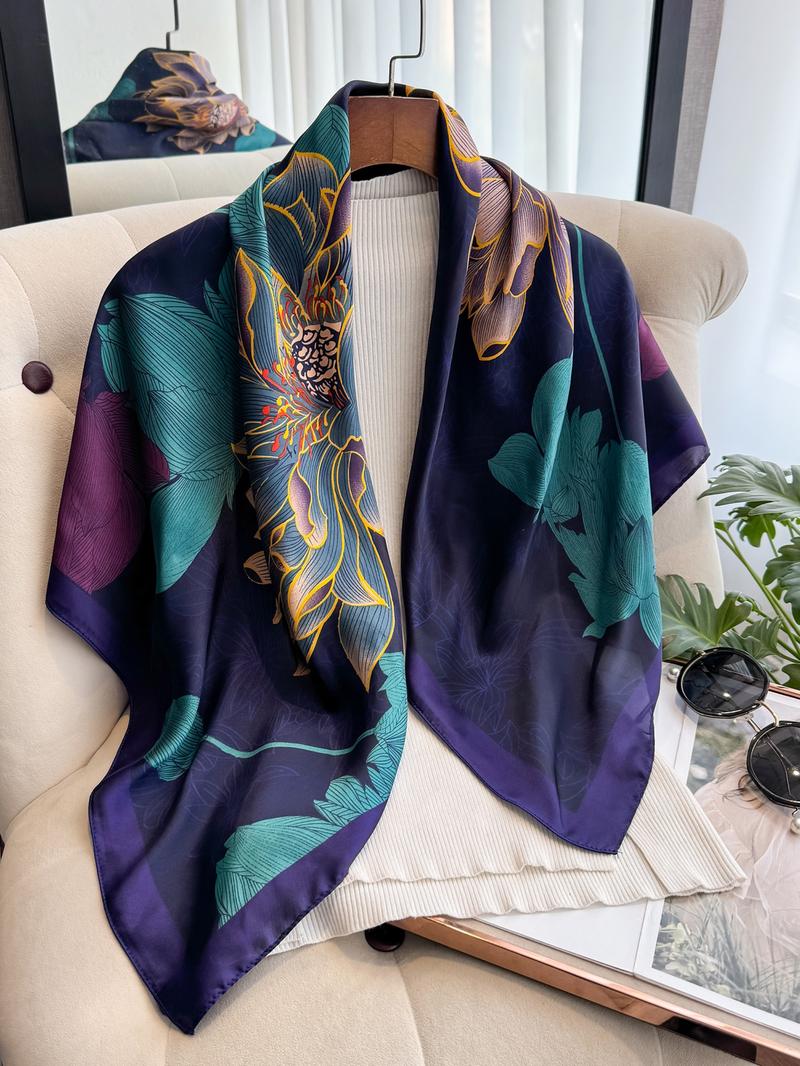 Women's Floral Print Scarf, Fashionable Hair Accessories for Daily Wear, Casual Versatile Scarf for Women & Girls