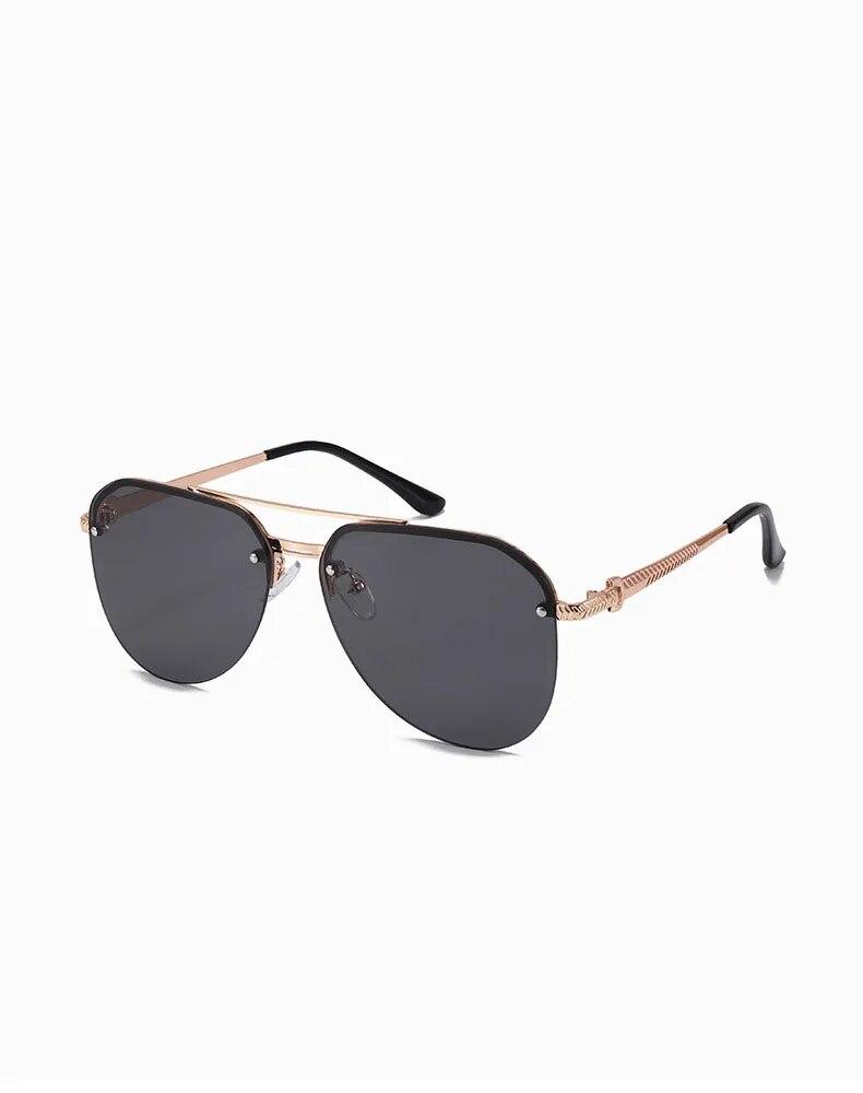 New Fashion Metal Half Frame Women's Outdoor Sunglasses Classic Double Beam Glasses