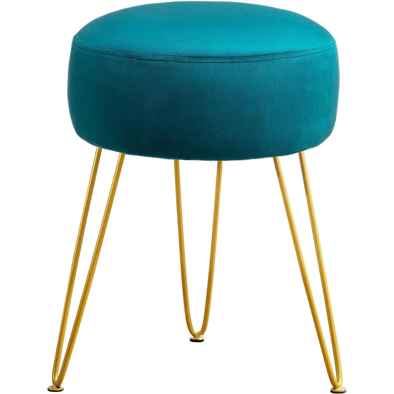 Vanity Stool, Teal Vanity Stools for Makeup Room, Round Ottoman Foot Stool, Velvet Footrest Vanity Chair for Bathroom Vanity, Bedroom, Living Room, Entryway, Offices, 300lbs