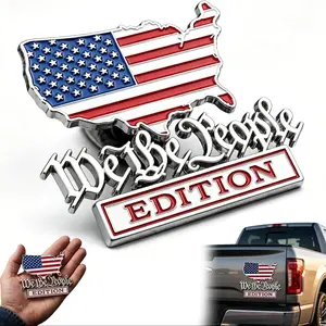 Patriot Flag Edition Metal Car Emblem Badge, We The People Edition 3D Metal Car Emblem, Red and Blue Patriot Flag Metal Decal Auto Badge Decal, for Automotive, Trucks, SUV, Motorcycle