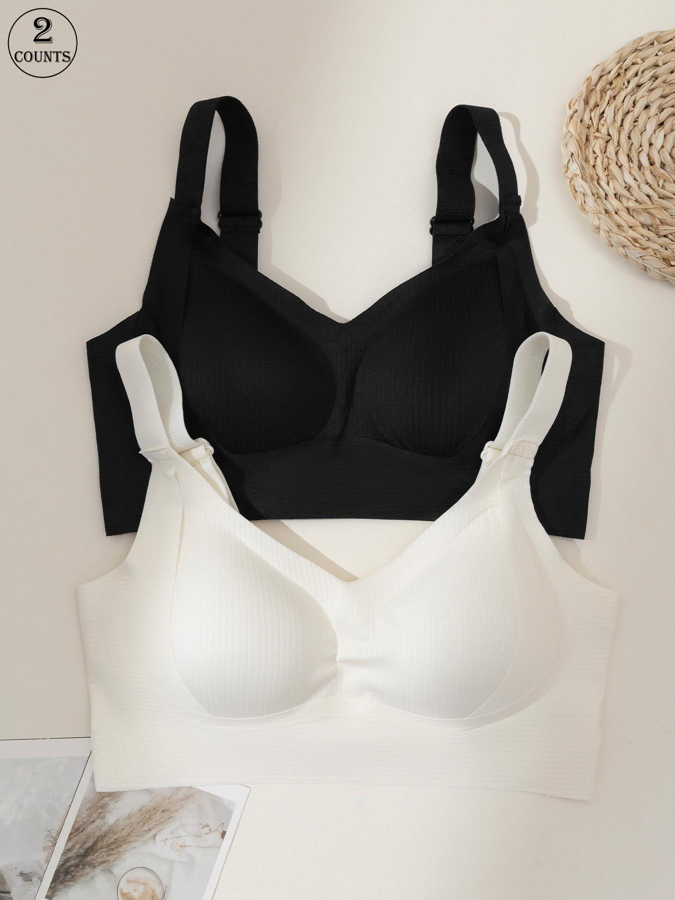 Women's Seamless Wireless Bra, Adjustable Wide Straps, Comfortable Breathable Lingerie, Medium Support, Casual All-Season Wear