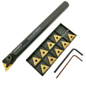 5/8'' x 7'' Carbide Indexable Boring Bar Turning Tool Holder S16Q-MTJNR16 with 10pcs TNMG331 / TNMG160404 Indexable Carbide Turning Inserts